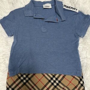 Burberry Kids Polo in Blue and Plaid